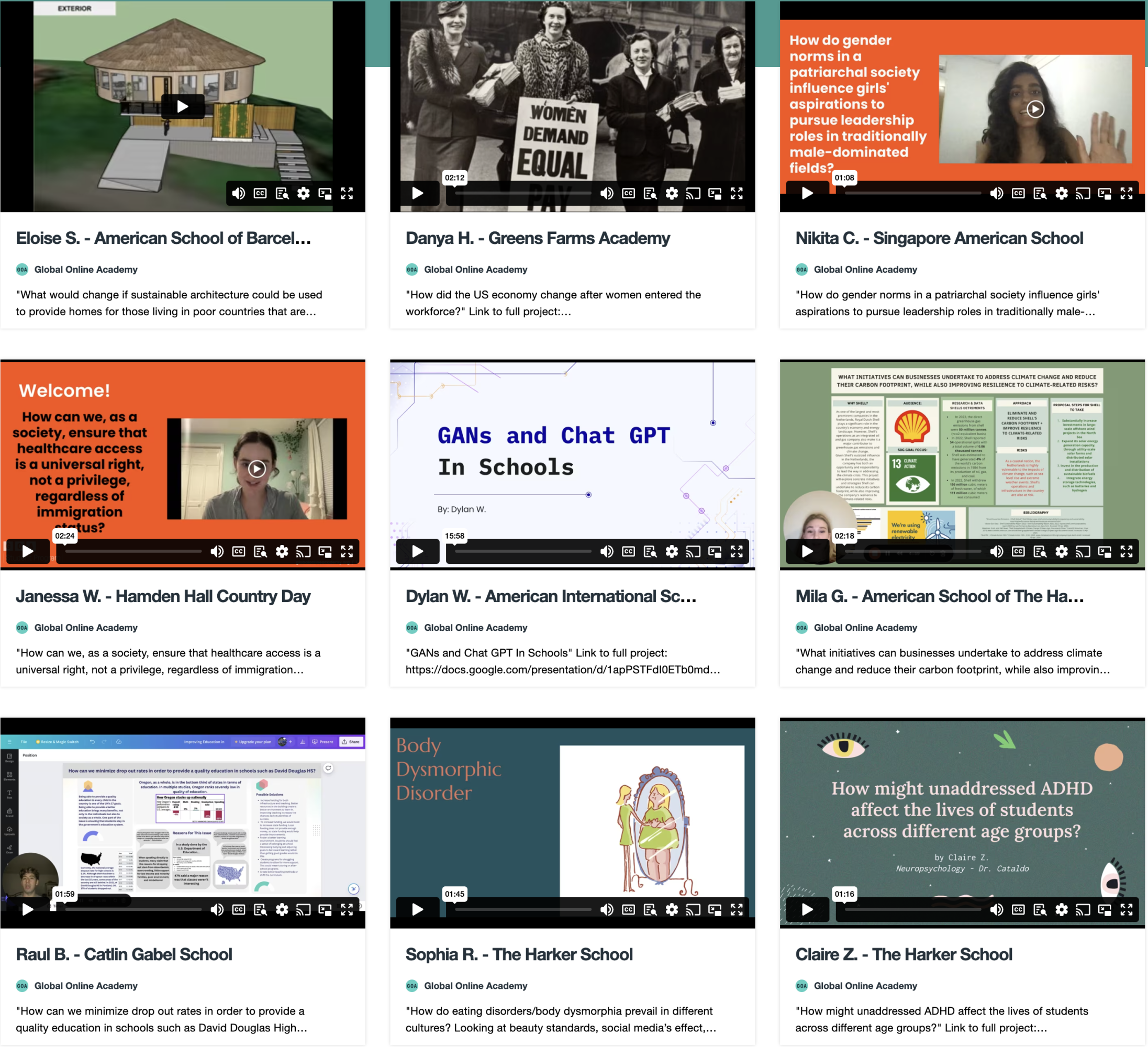 GOA's Global Capstone: Student Projects Raise Awareness and Promote ...