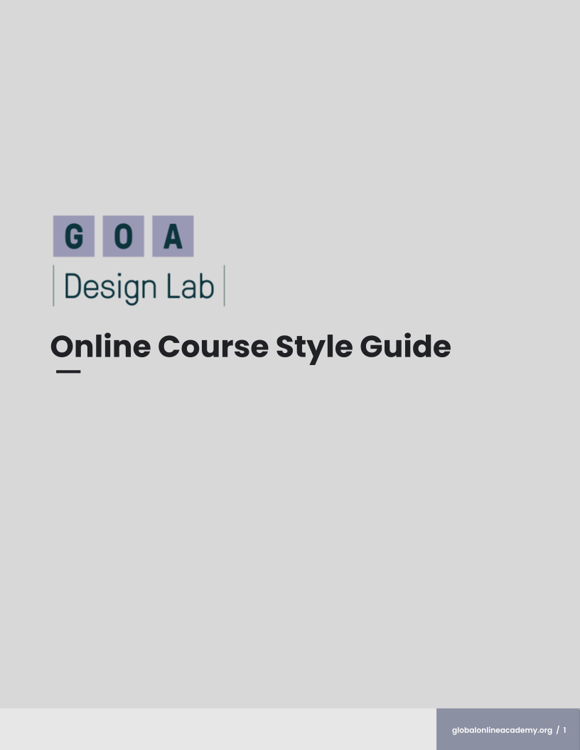 GOA Online Course Style Guide | GOA