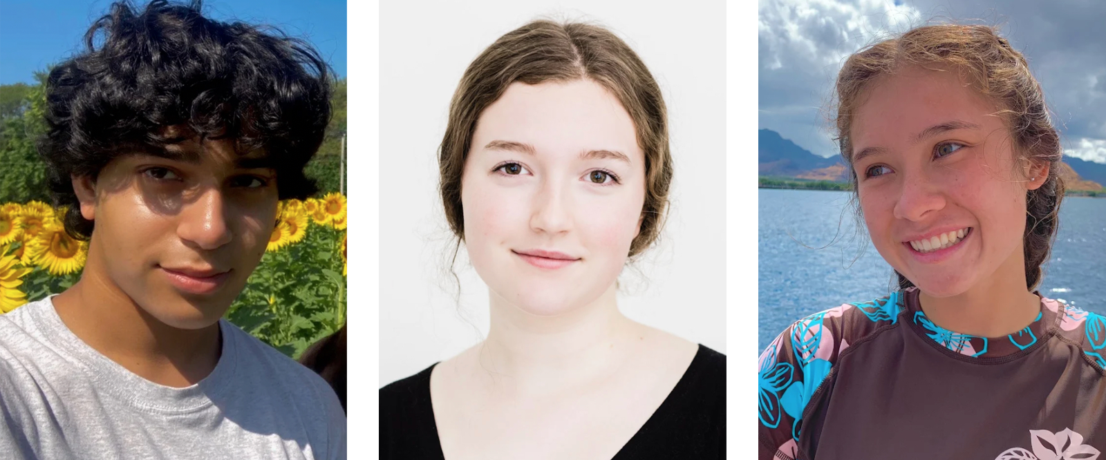 Headshots of three GOA students.
