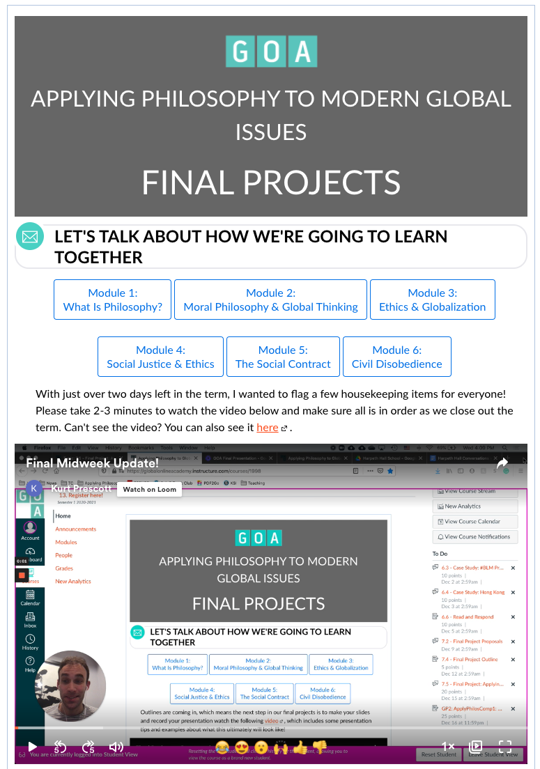 Image of GOA course homepage