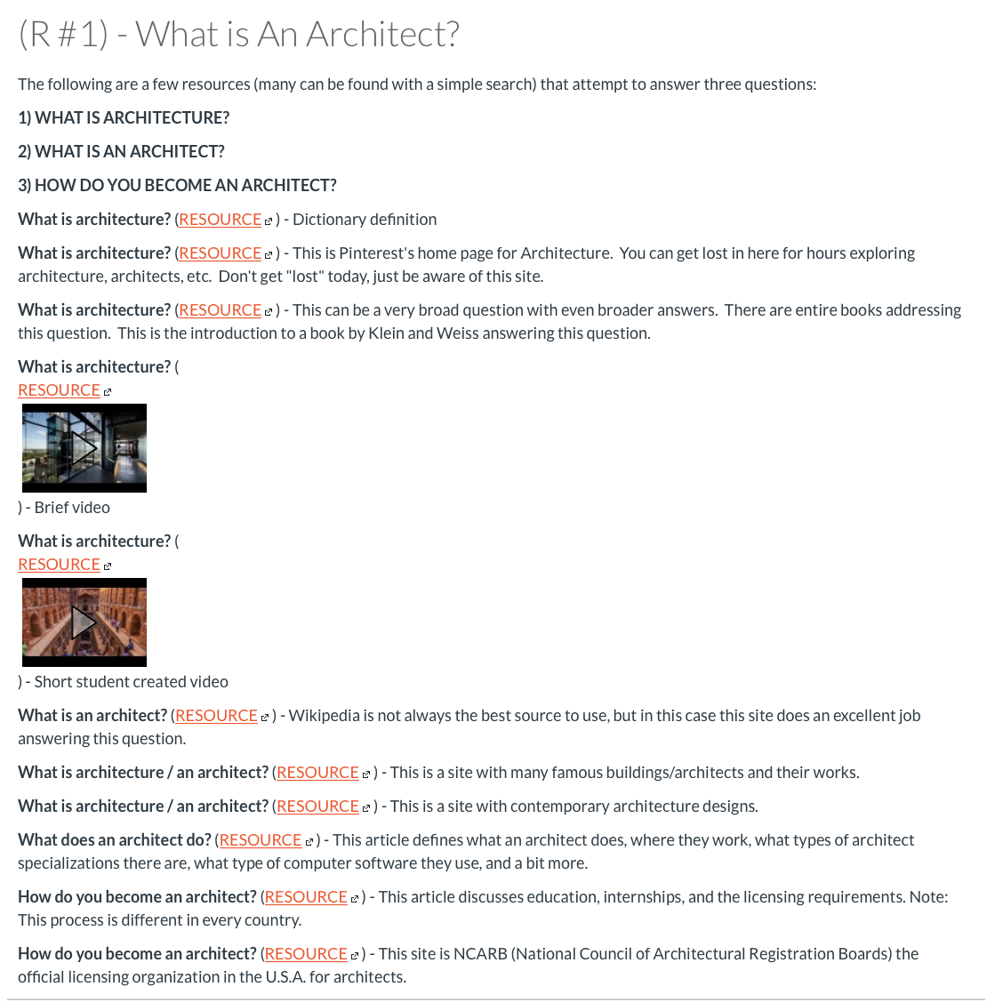 A list of resources in the form of a playlist